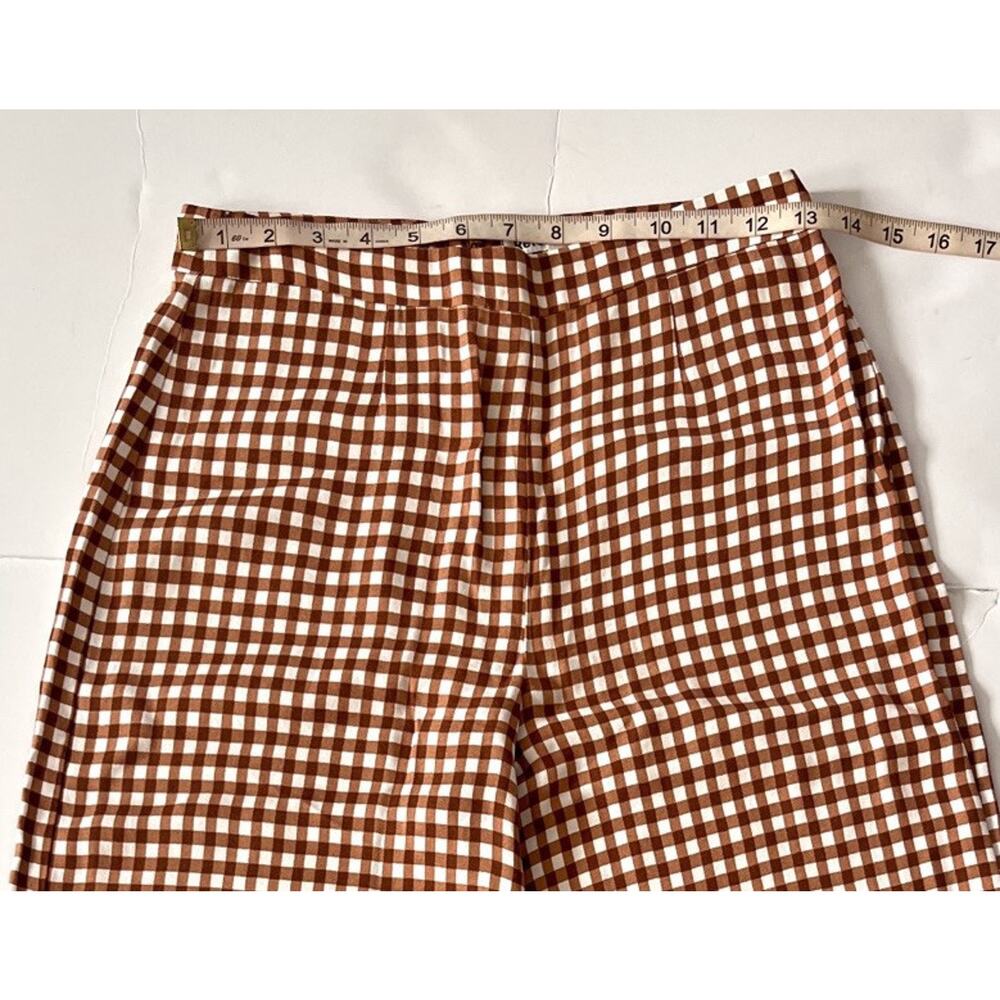 Reformation Sorrenti Wide Leg Pants Women Size 2 Chestnut Brown Check 90’s Y2K - Picture 5 of 12